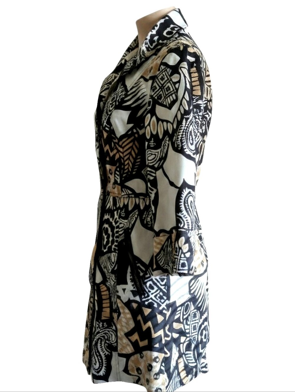 Black and White Abstract Dress Jacket - Coastal Grandma - Black Beige White
